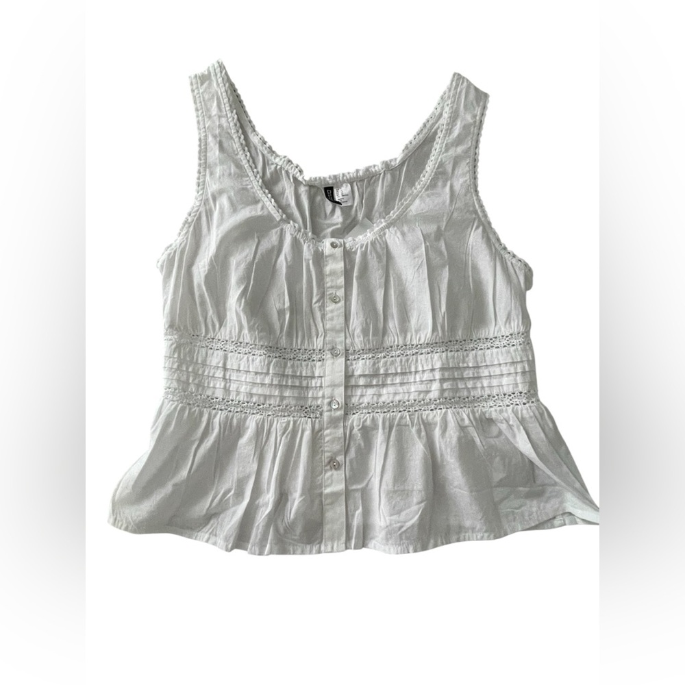 H&M DIVIDED Women's PEPLUM VEST TOP - White- XL - Picture 6 of 10